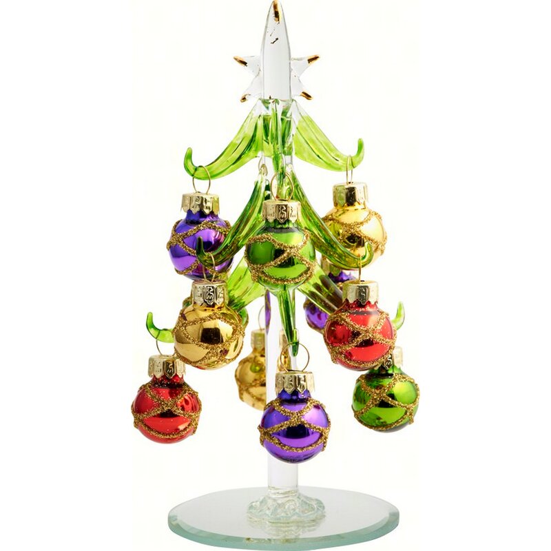 The Holiday Aisle Glass Christmas Tree with 12 Ornaments & Reviews